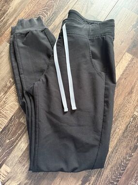 Figs Black Jogger Pants with White Drawstrings